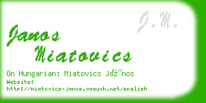 janos miatovics business card